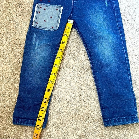 Zara Baby Girls Blue Denim Patchwork Jeans Size 2/3 - Picture 8 of 9